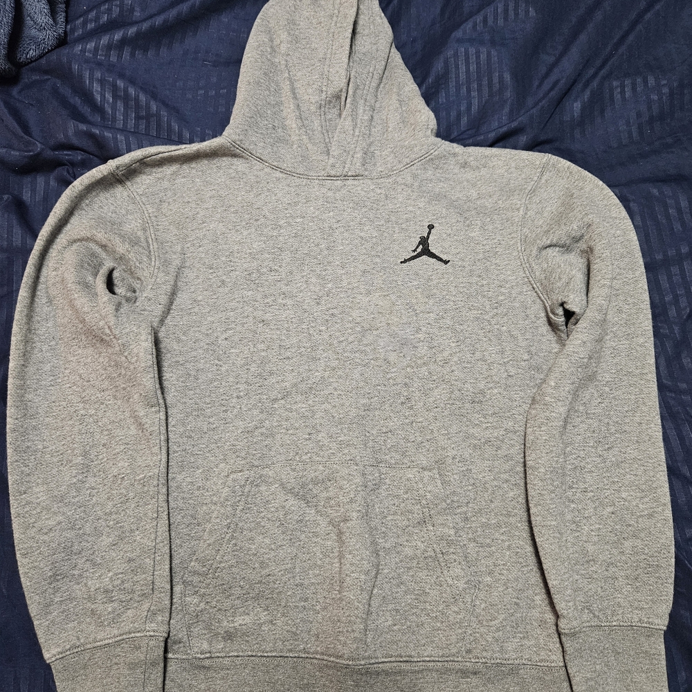 Jordan Gray Hoodie with Red Logo